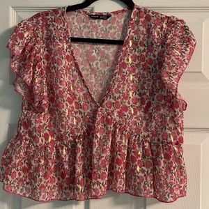 SHEIN Cute Floral Crop Top